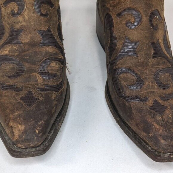 JB Dillon Embroidered Western Boots, Distressed Goat Leather Boots, Size 8D - Picture 12 of 12